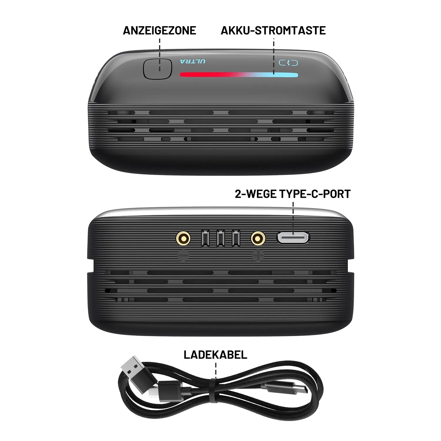 Litheli U20 Ultra Akku 20V 4.0Ah mit USB-C und Ladekabel, Powerbank für Werkzeuge und Geräte.
