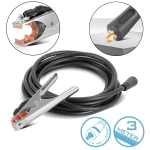 STAHLWERK Massezange mit 3 m Kabel, 300 A, 25 mm² Schweißkabel und Masseklemme.