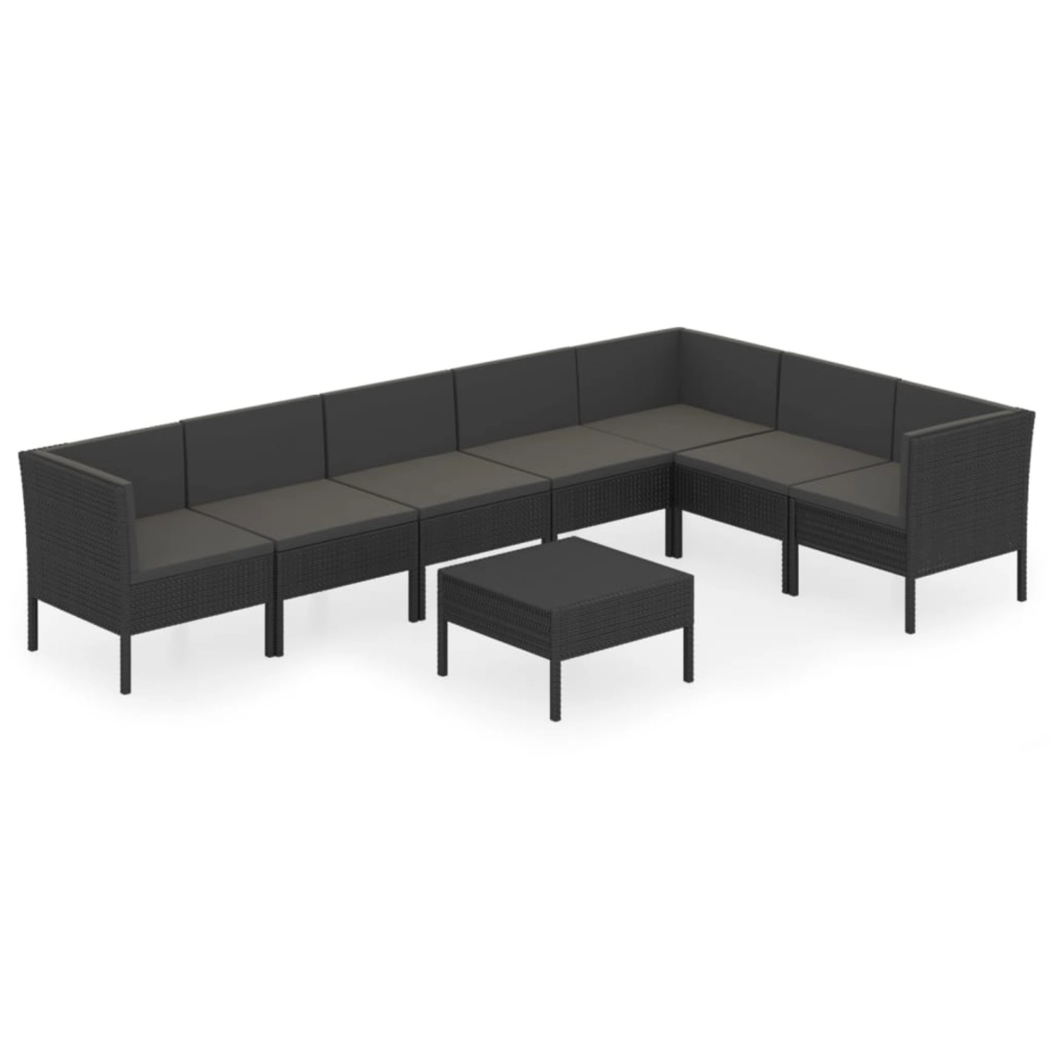 vidaXL 8-tlg Garten-Lounge-Set mit Auflagen Poly Rattan Schwarz Modell 46