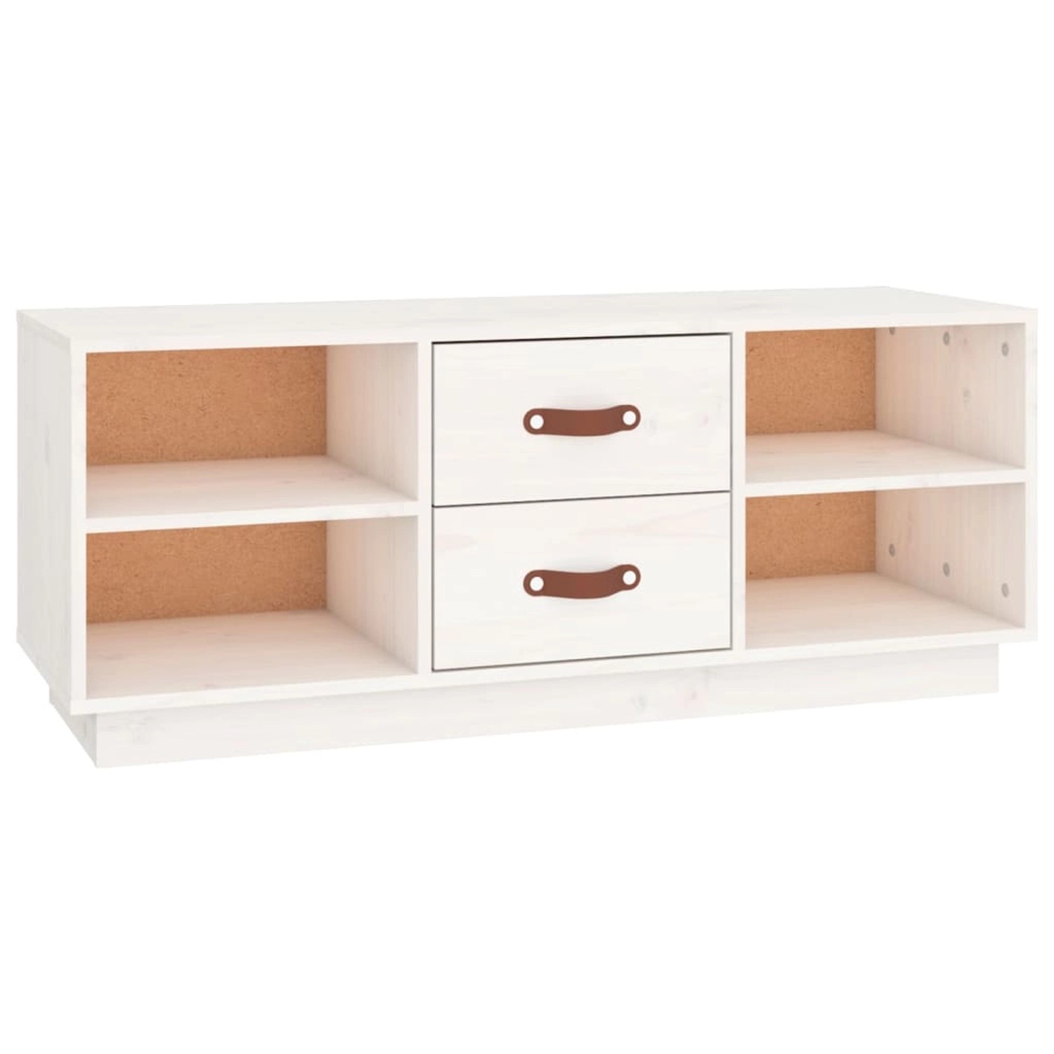 vidaXL TV-Schrank Weiß 100x34x40 cm Massivholz Kiefer 818226