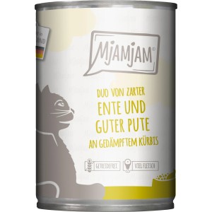 MjAMjAM Katzen-Nassfutter Duo Ente & Pute mit Kürbis, 400g Dose.
