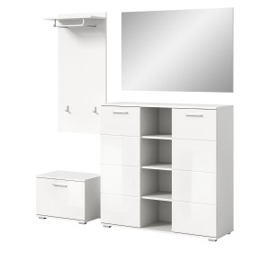 Inn.Furn Garderoben-Set 4-teilig Weiß Hochglanz 180 x 191 cm Grazie