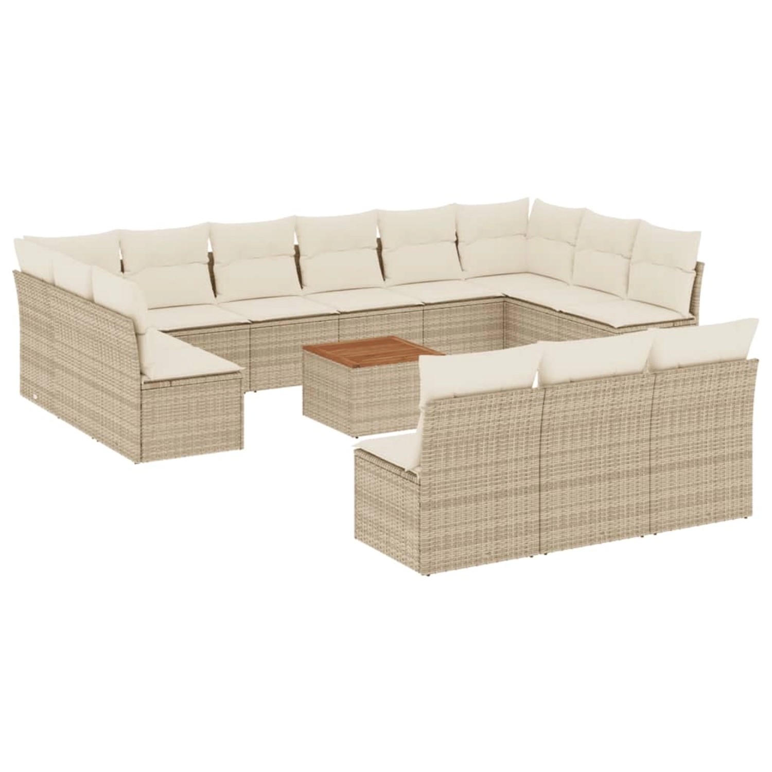 vidaXL 14-Tlg Garten-Sofagarnitur mit Kissen Beige Poly Rattan 3256233 günstig online kaufen