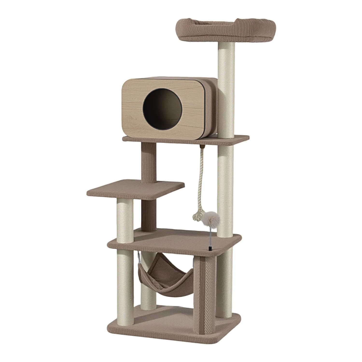 Fudajo Forest Oak 152Cm Kratzbaum Beige Katzenbaum Katzenkratzbaum Kletterbaum