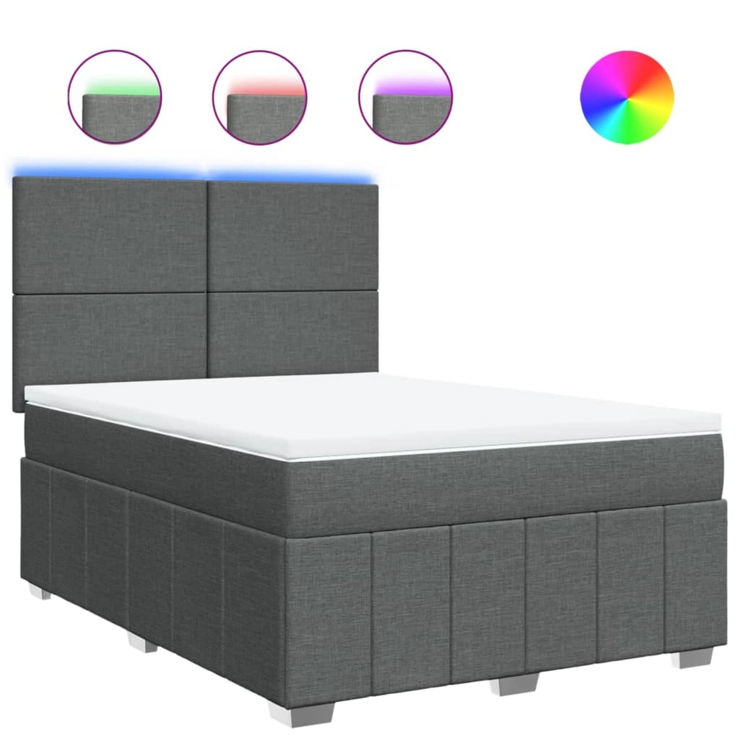 vidaXL Boxspringbett mit Matratze Dunkelgrau 140x190 cm Stoff 3293957 günstig online kaufen