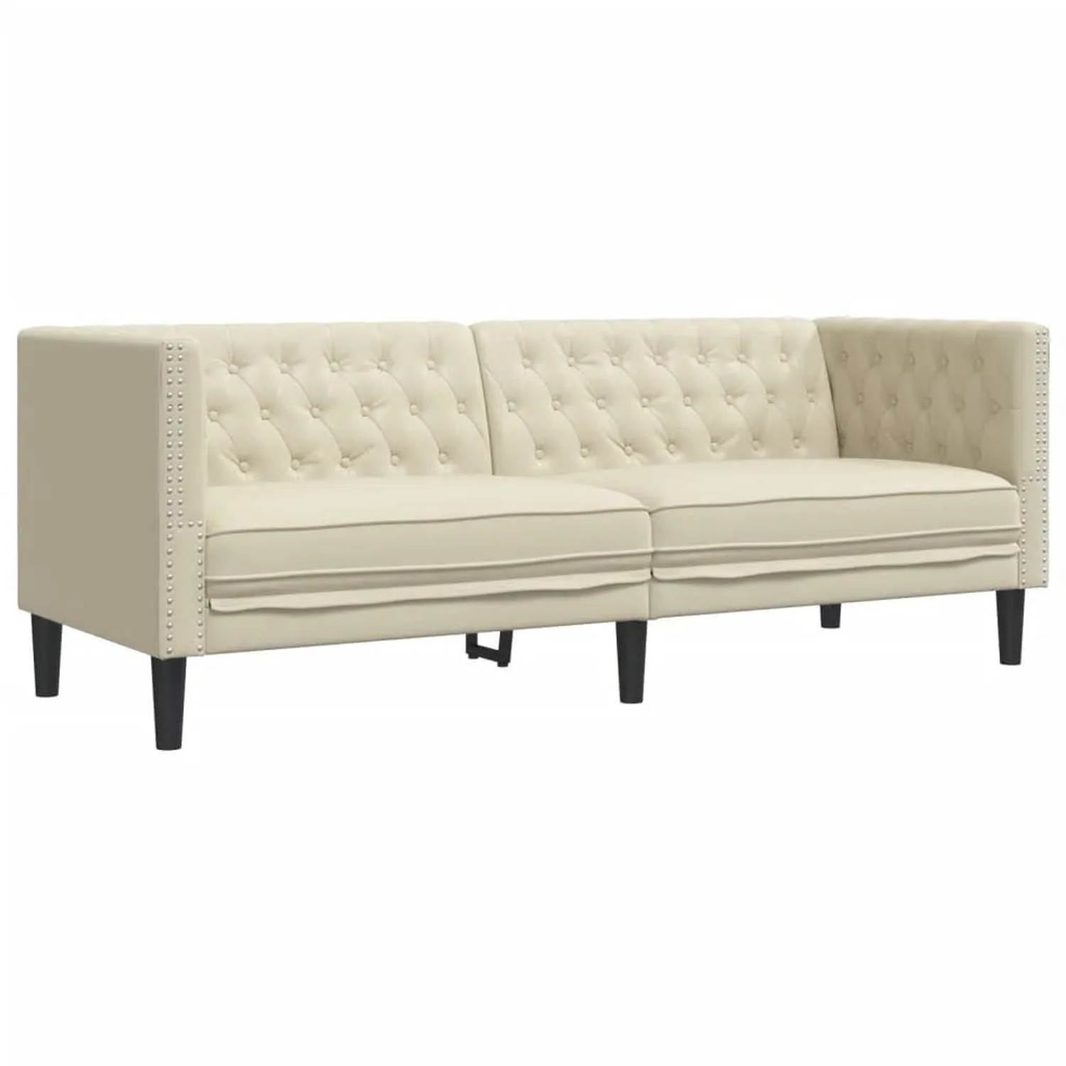 vidaXL Chesterfield-Sofa 3-Sitzer Creme Kunstleder 372667