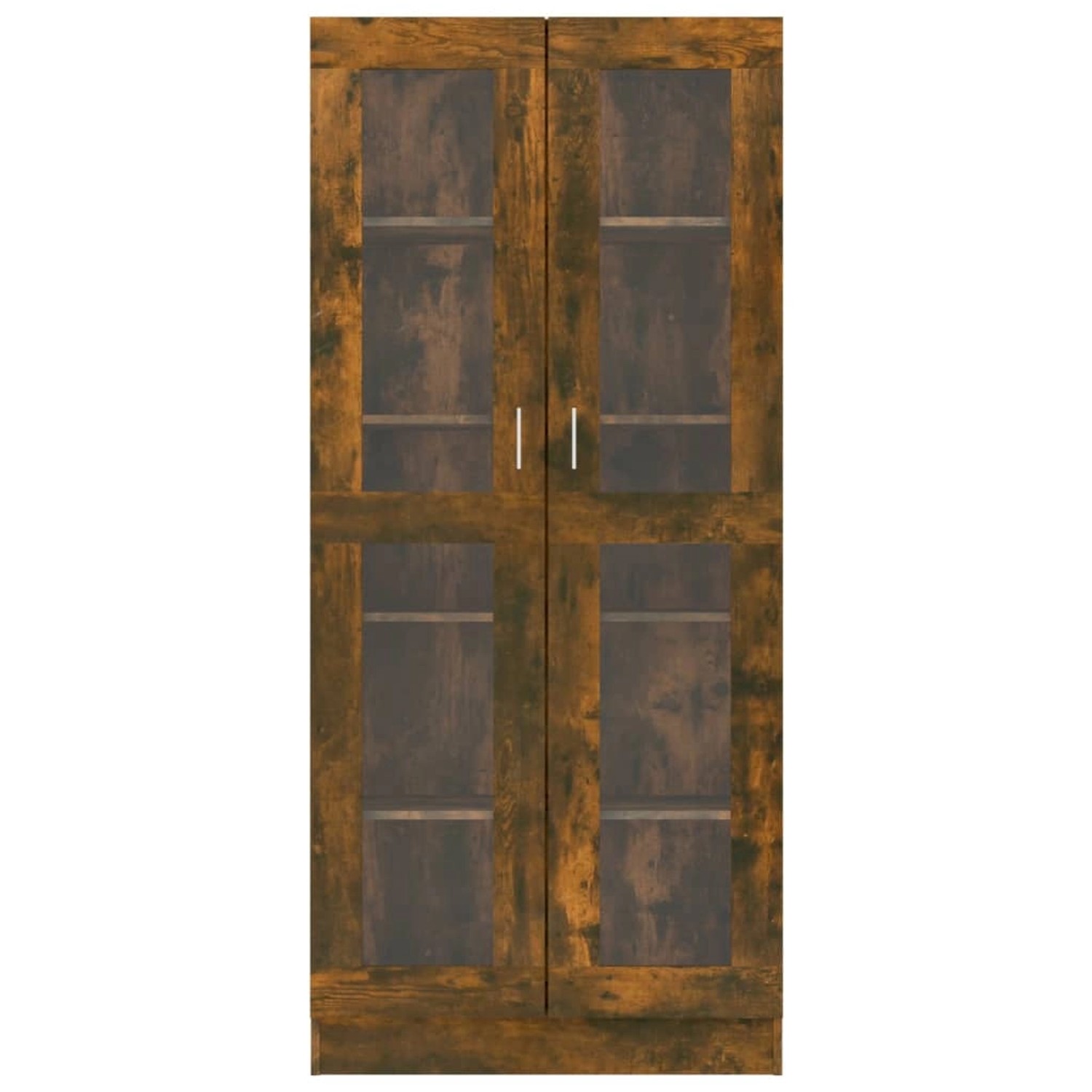 VidaXL Vitrinenschrank in Räuchereiche mit Glastüren, Holzwerkstoff, 185,5 cm hoch.