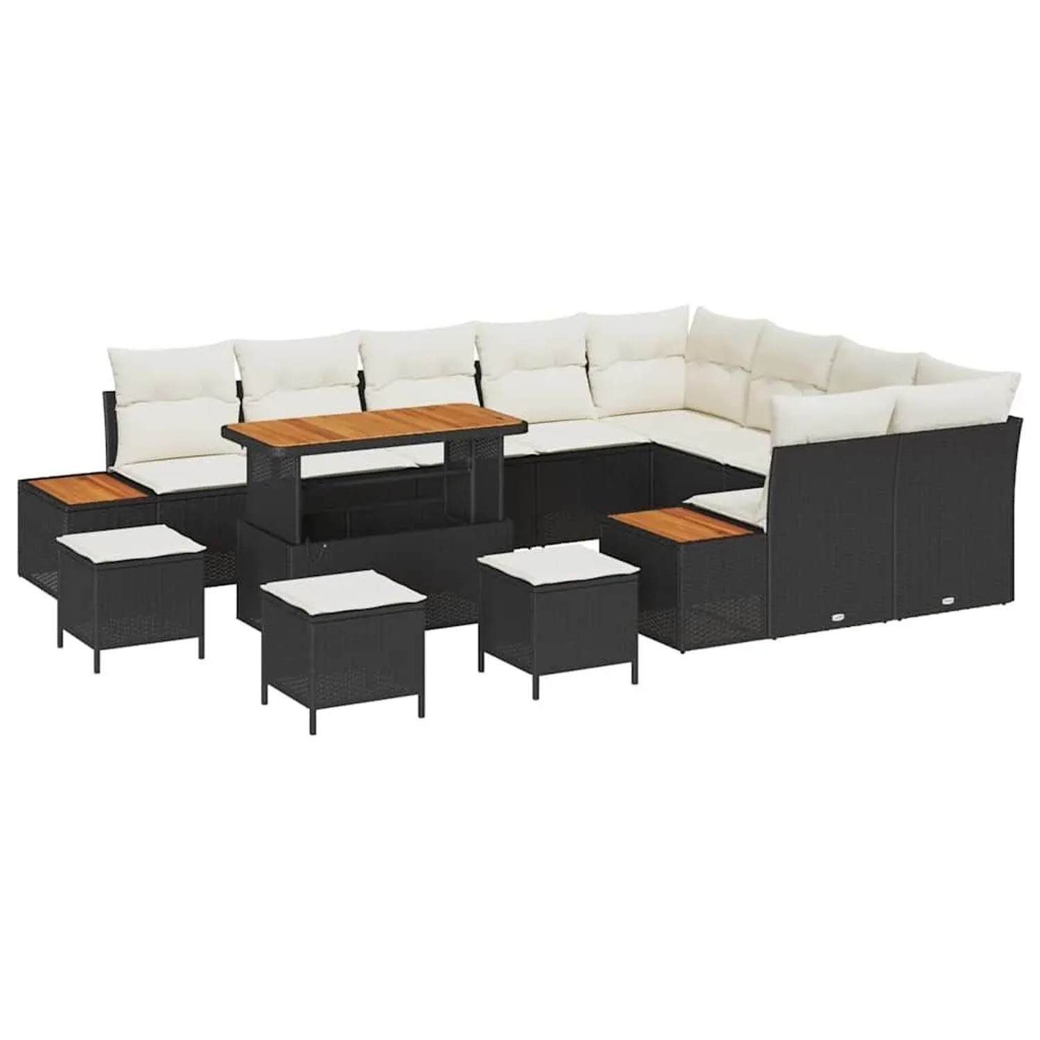vidaXL Gartensofa-Set mit Kissen 13 Stk Schwarz Poly Rattan 3364910 günstig online kaufen