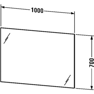Duravit Leuchtspiegel 70x100 cm mit Maßangaben, Schema für Badspiegel.