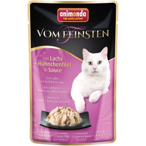 Vom Feinsten Katzen-Nassfutter Lachs & Huhn in Sauce, 50g Portionsbeutel.