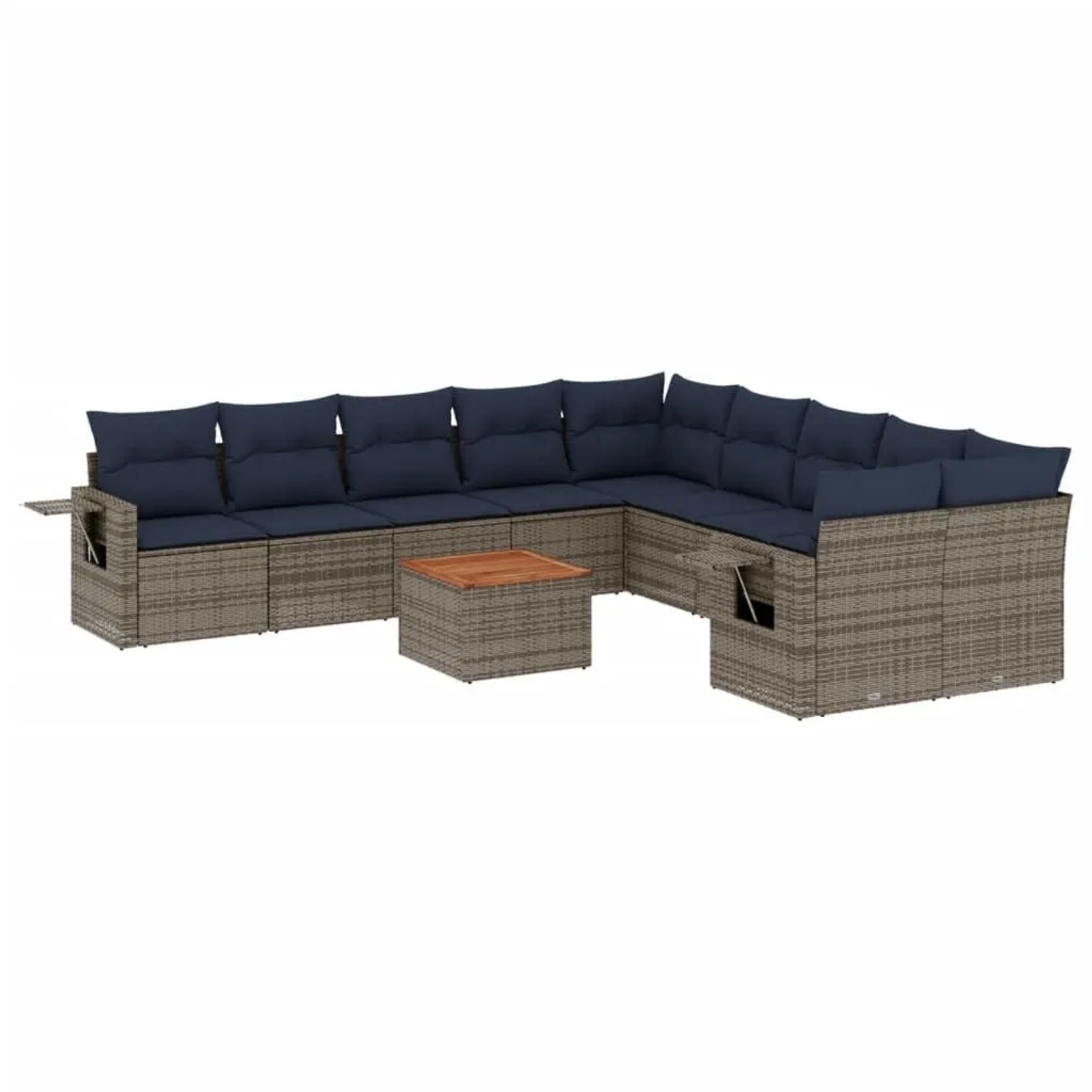 vidaXL 11-Tlg Gartensofa-Set mit Kissen Grau Polyrattan 3224759 günstig online kaufen