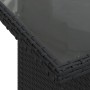 Detailansicht Gartentisch der vidaXL Sofagarnitur, schwarzes Polyrattan mit Glasplatte.