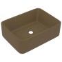 Rechteckiges vidaXL Keramik-Waschbecken in Mattcreme. Modernes Aufsatzwaschbecken für Bad und Gäste-WC.