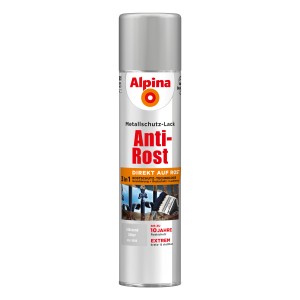 Alpina Metallschutz-Lack Anti-Rost Spray, Silber glänzend, 400ml Dose.