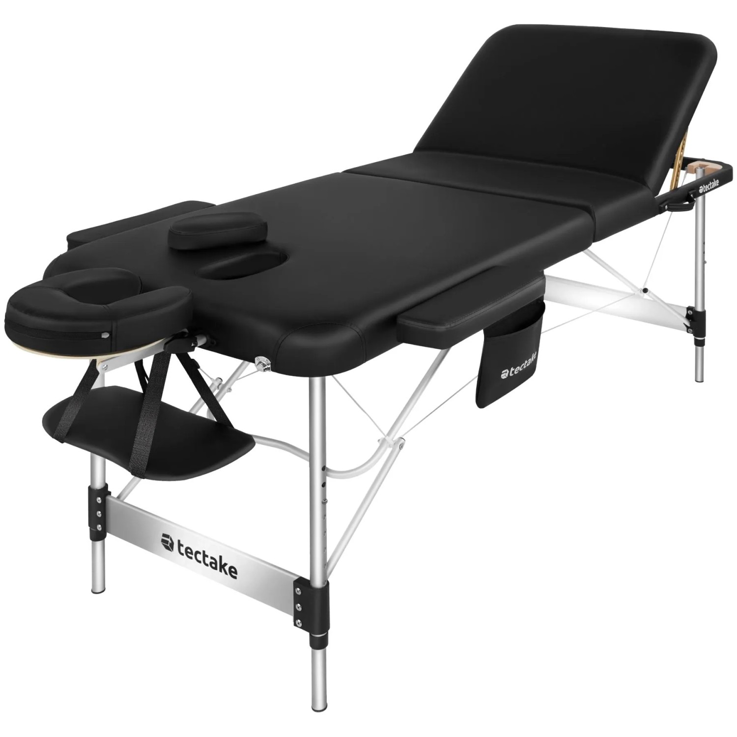 Tectake 3 Zonen Massageliege Phuket Breite 70 cm  Polsterung 5 cm Inklusive Tragetasche und 15 Einwegtücher  212 x 103 x 90 cm Schwarz