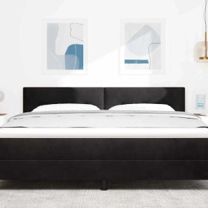 Schwarzes vidaXL LED Kopfteil, 180 cm, Polyester, für Betten mit LED-Lichtleisten.