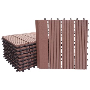 MCW WPC Bodenfliesen Sarthe, Coffee Linear, 11 Stück für Balkon und Terrasse.