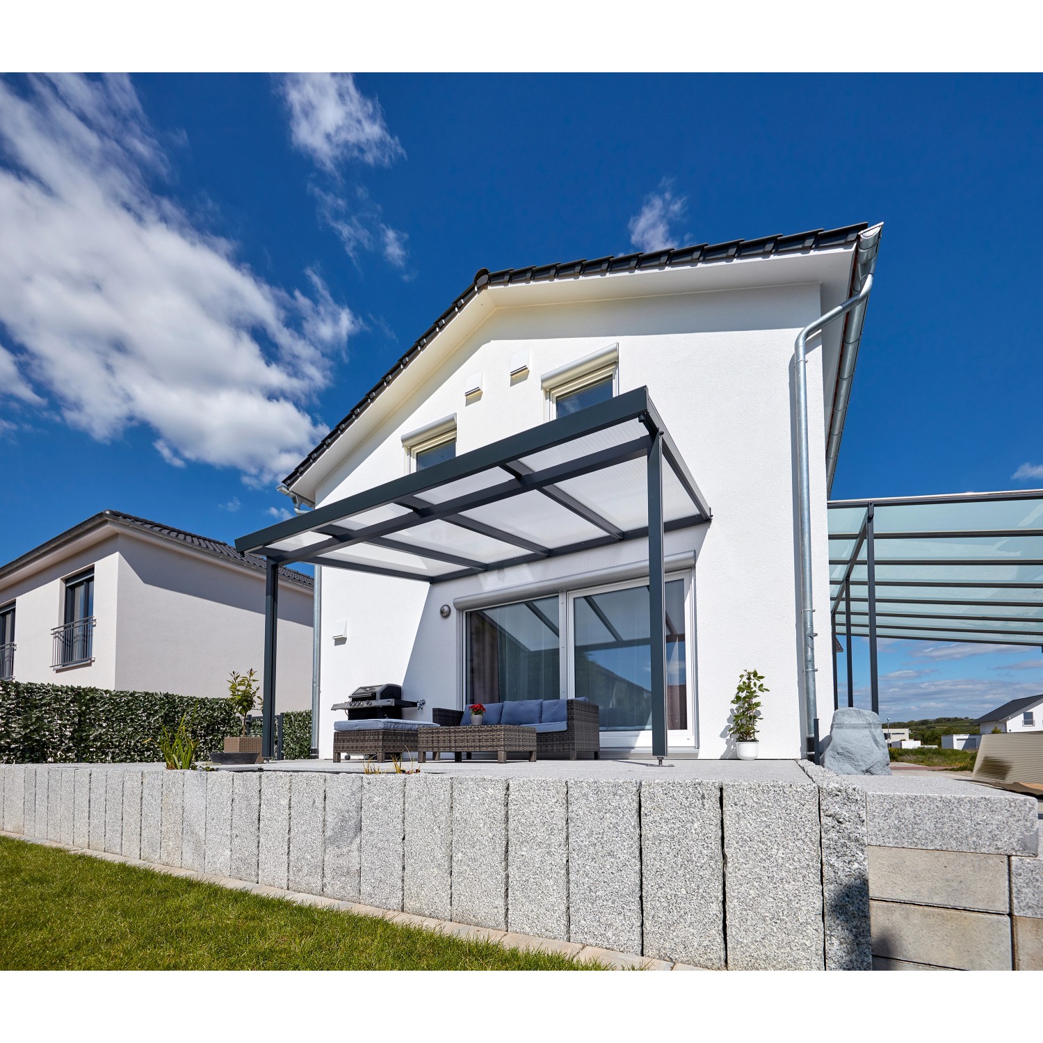 Gutta Premium Terrassendach 4102 x 4060 mm, anthrazit, Klima blue 16 mm