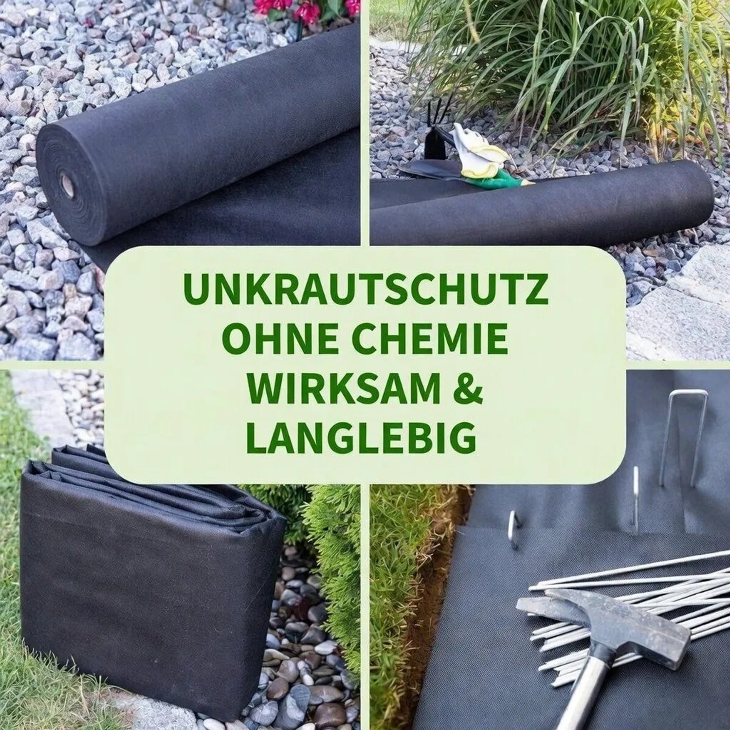 TTL GARDEN Unkrautvlies 100g/m² 1x50m 50m² Rolle Schwarz Inkl. 100 Erdanker 150mm Schwarz Gartenvlies Mulchvlies UV-stabil_8