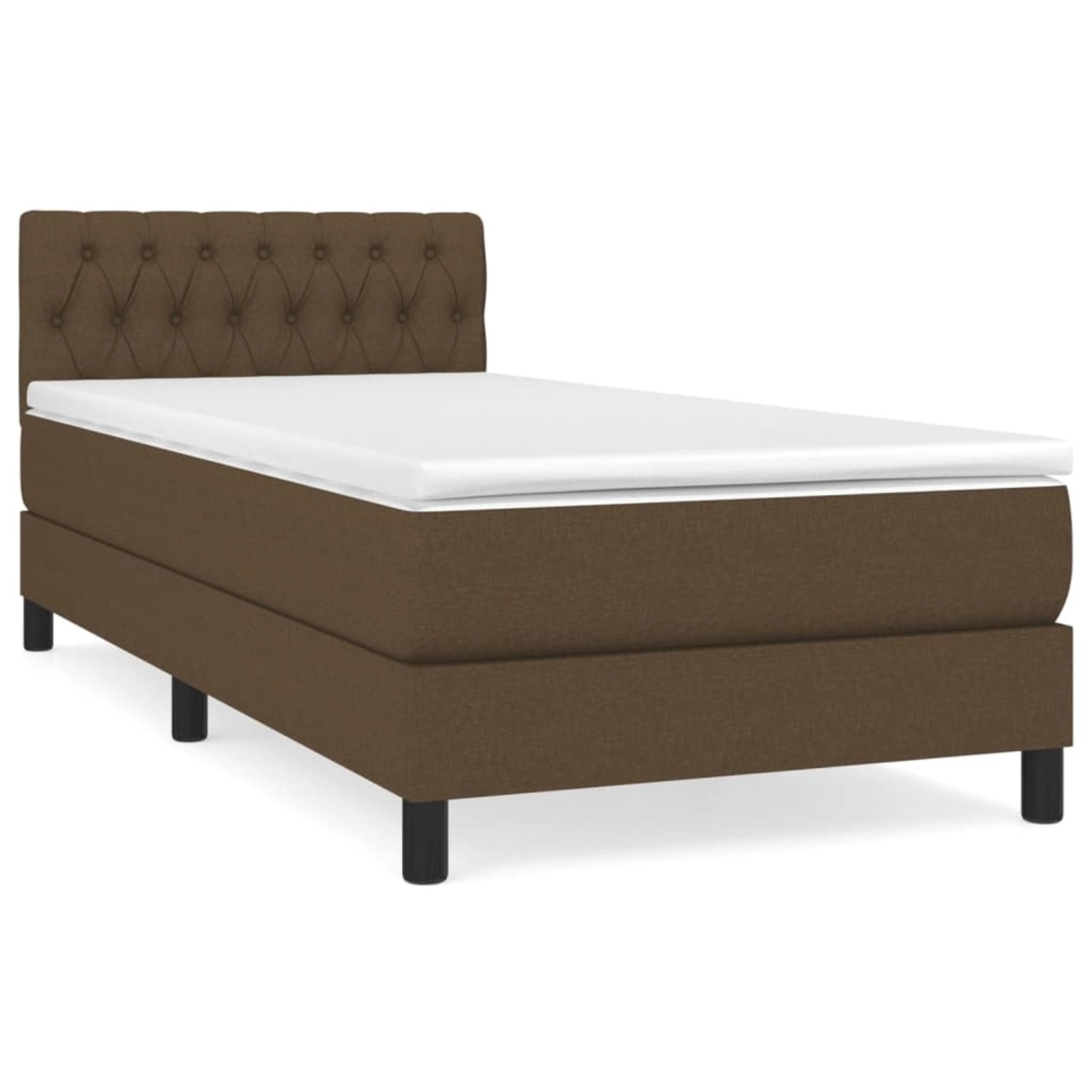 vidaXL Boxspringbett mit Matratze Dunkelbraun 100x200 cm Stoff1376735