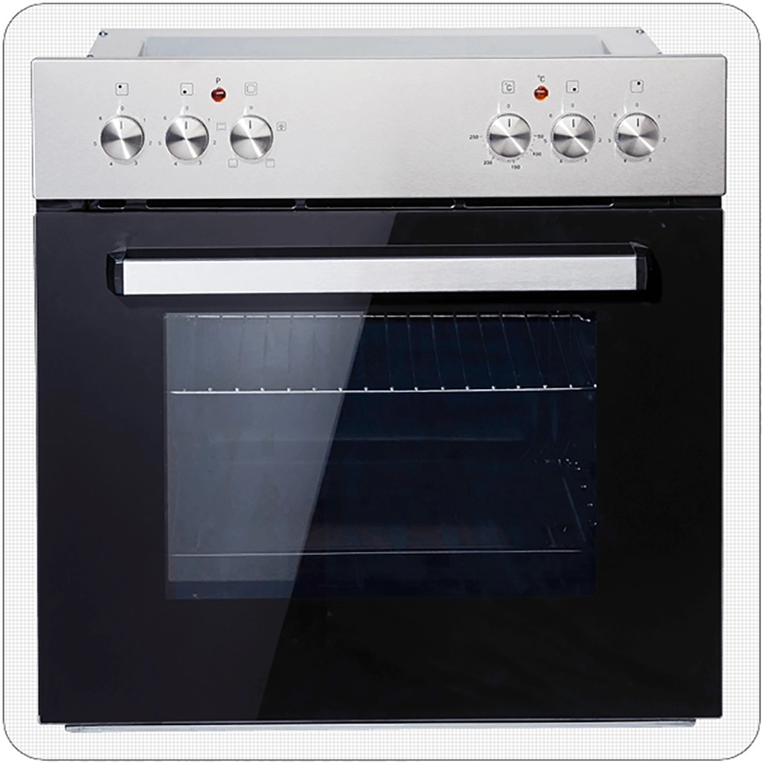 Einbauherd aus der OPTIFIT Faro220 Küchenzeile in Anthrazit mit Glaskeramikkochfeld.