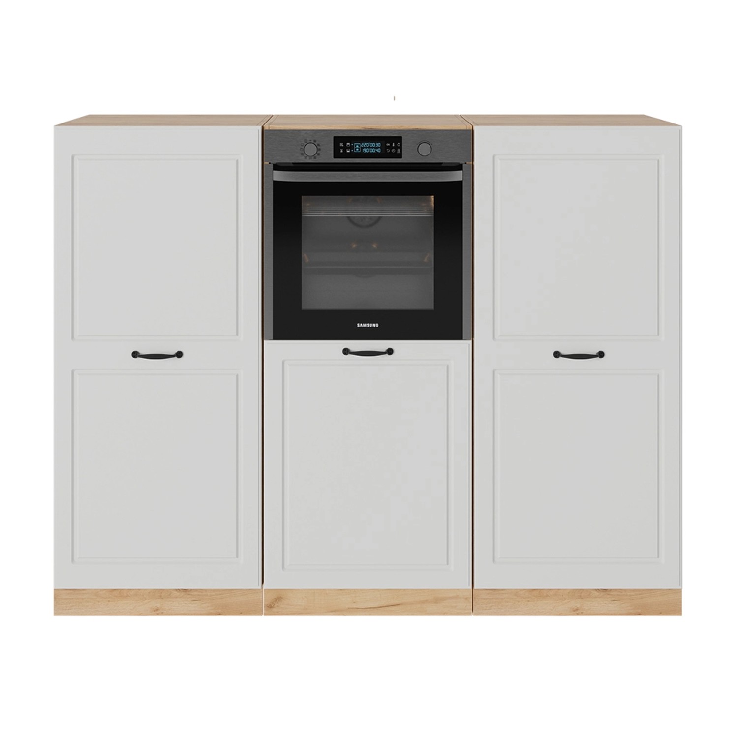Vicco R-Line Küchenblock Weiß Landhaus/Goldkraft Eiche 180 cm ohne Arbeitsp günstig online kaufen