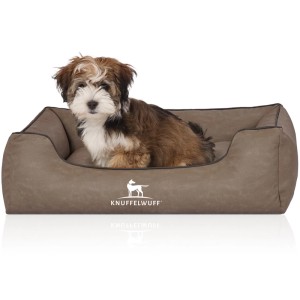 Knuffelwuff Hundebett Scottsdale Stone, Größe M-L mit Hund