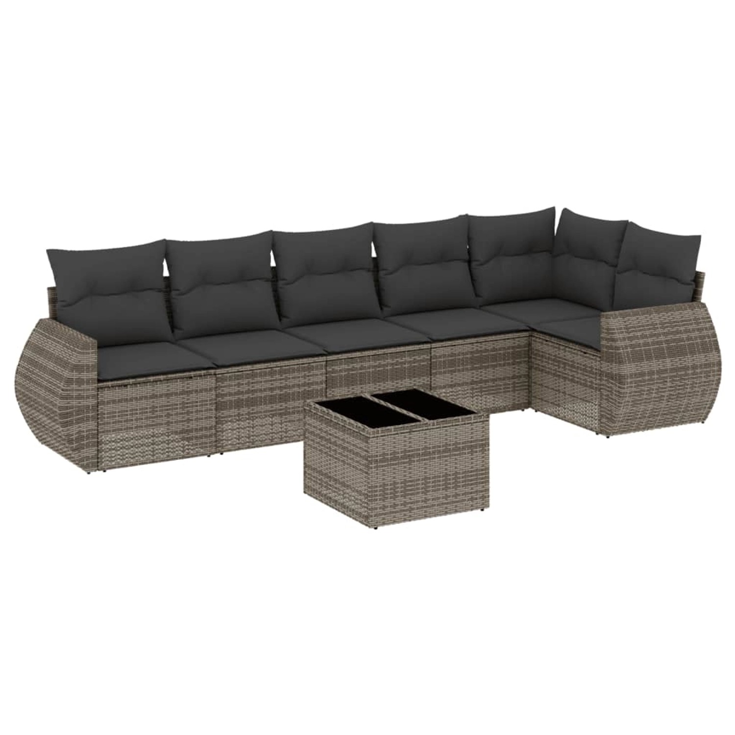 vidaXL 7-Tlg Garten-Sofagarnitur mit Kissen Grau Poly Rattan 3221399 günstig online kaufen