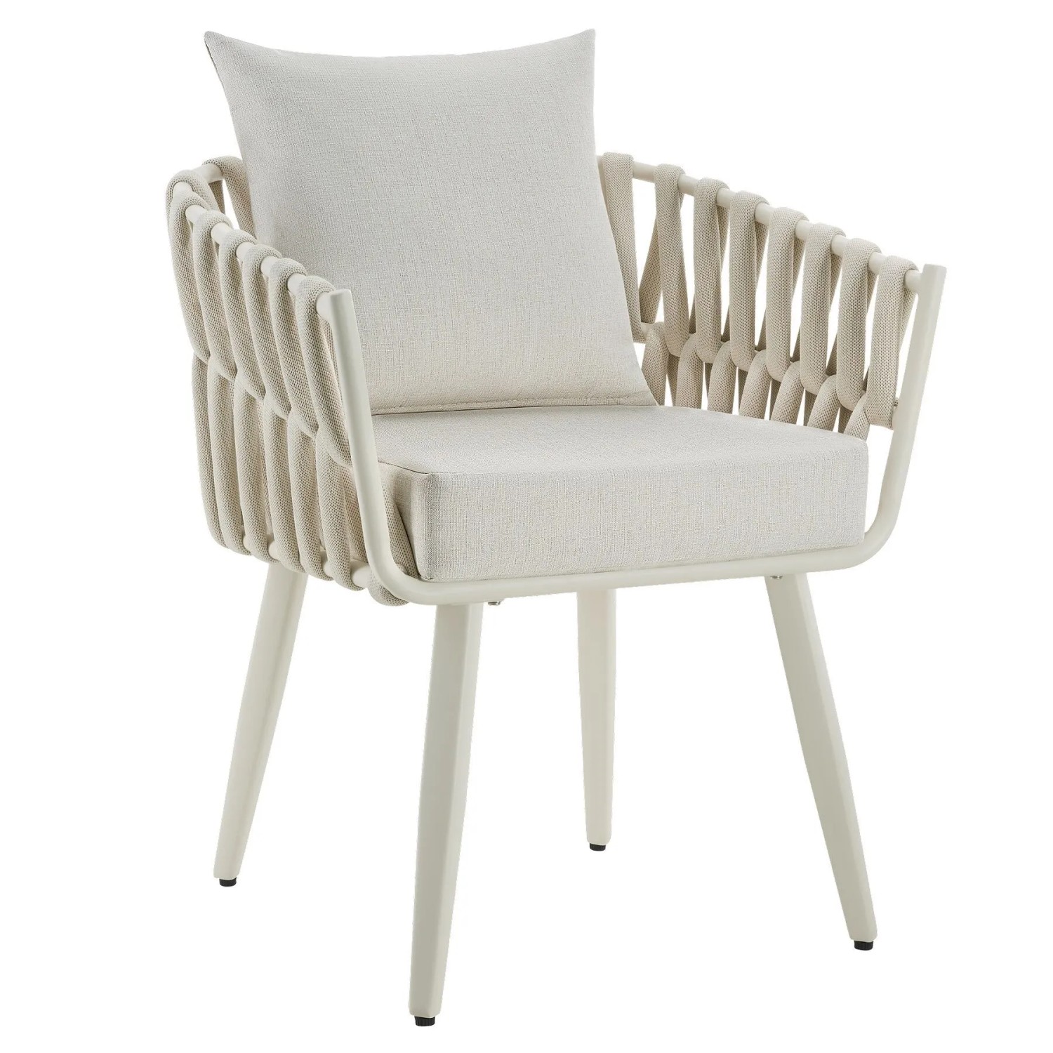 Tectake Aluminium Stuhl Lugano Im Rope Design Wetterfest und Uv Beständig Pro Stück 65 5 x 62 5 x 75 cm Beige