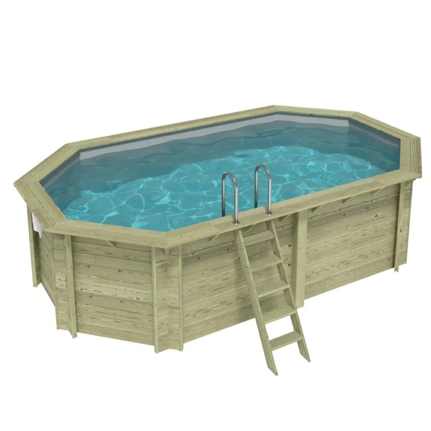 ALTANKA Holzpool Nemo 5,79x3,49 Höhe 1,45 m GRAU mit am Beton Verschraubten Stützen BAS7304OSPL2