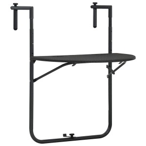 Brauner vidaXL Balkon Hängetisch aus Kunststoff in Rattan-Optik, höhenverstellbar.