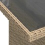 Detailansicht Gartentisch der vidaXL Sofagarnitur, beige Poly Rattan mit Glasplatte.