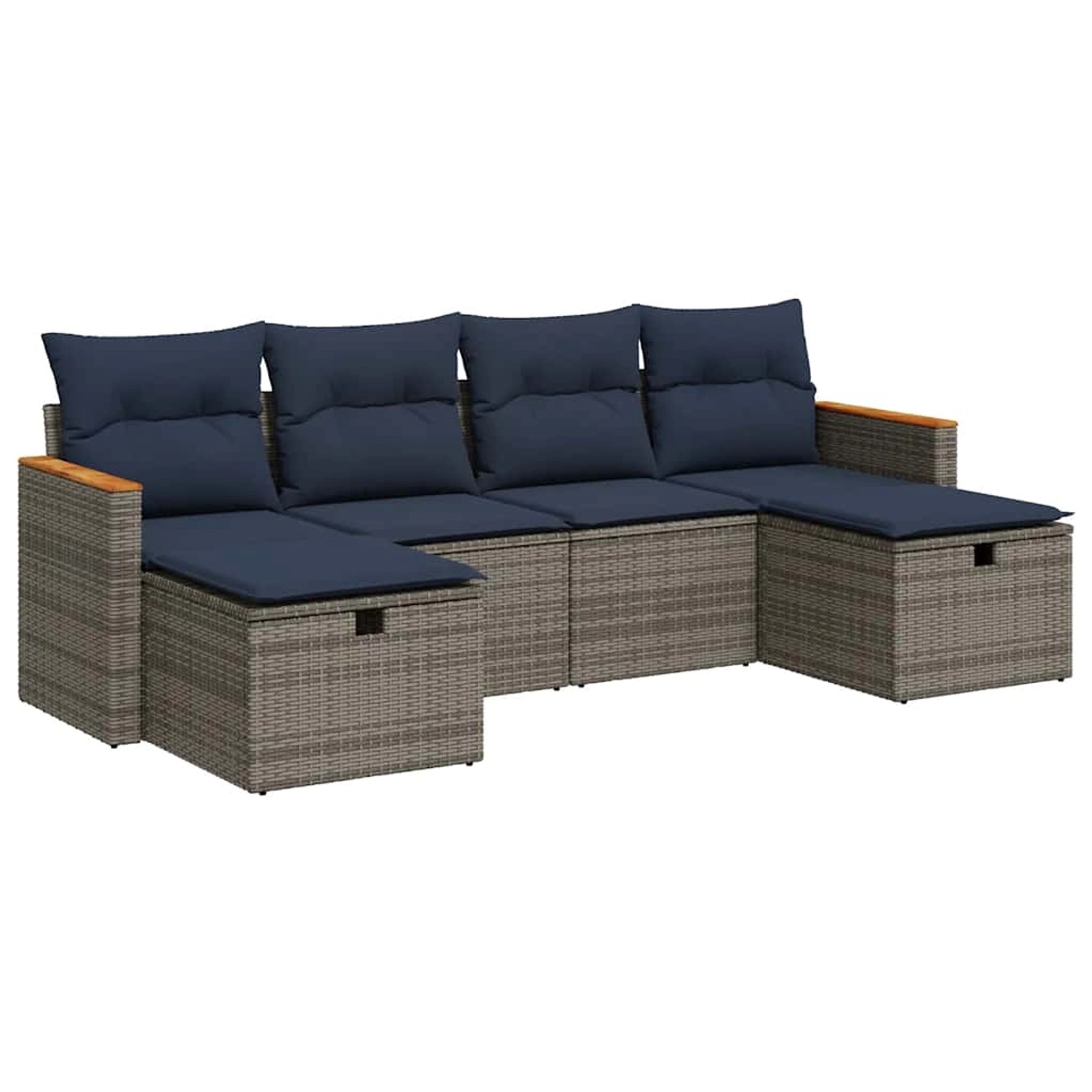 vidaXL 6-Tlg Garten-Sofagarnitur mit Kissen Grau Poly Rattan 3325946 günstig online kaufen