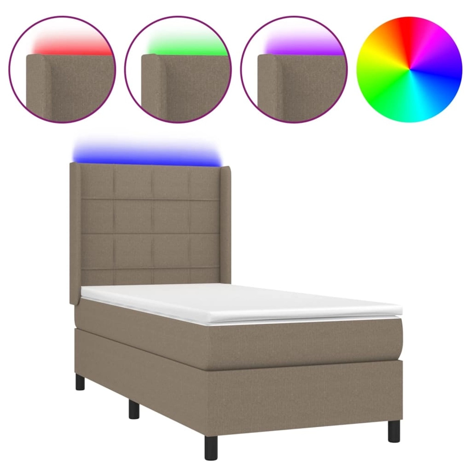 vidaXL Boxspringbett mit Matratze & LED Taupe 80x200 cm Stoff 3138273 günstig online kaufen