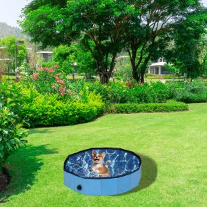 Relaxdays Hundepool PVC Blau Faltbar mit Ablassventil 80 cm x 20 cm 1,6 kg
