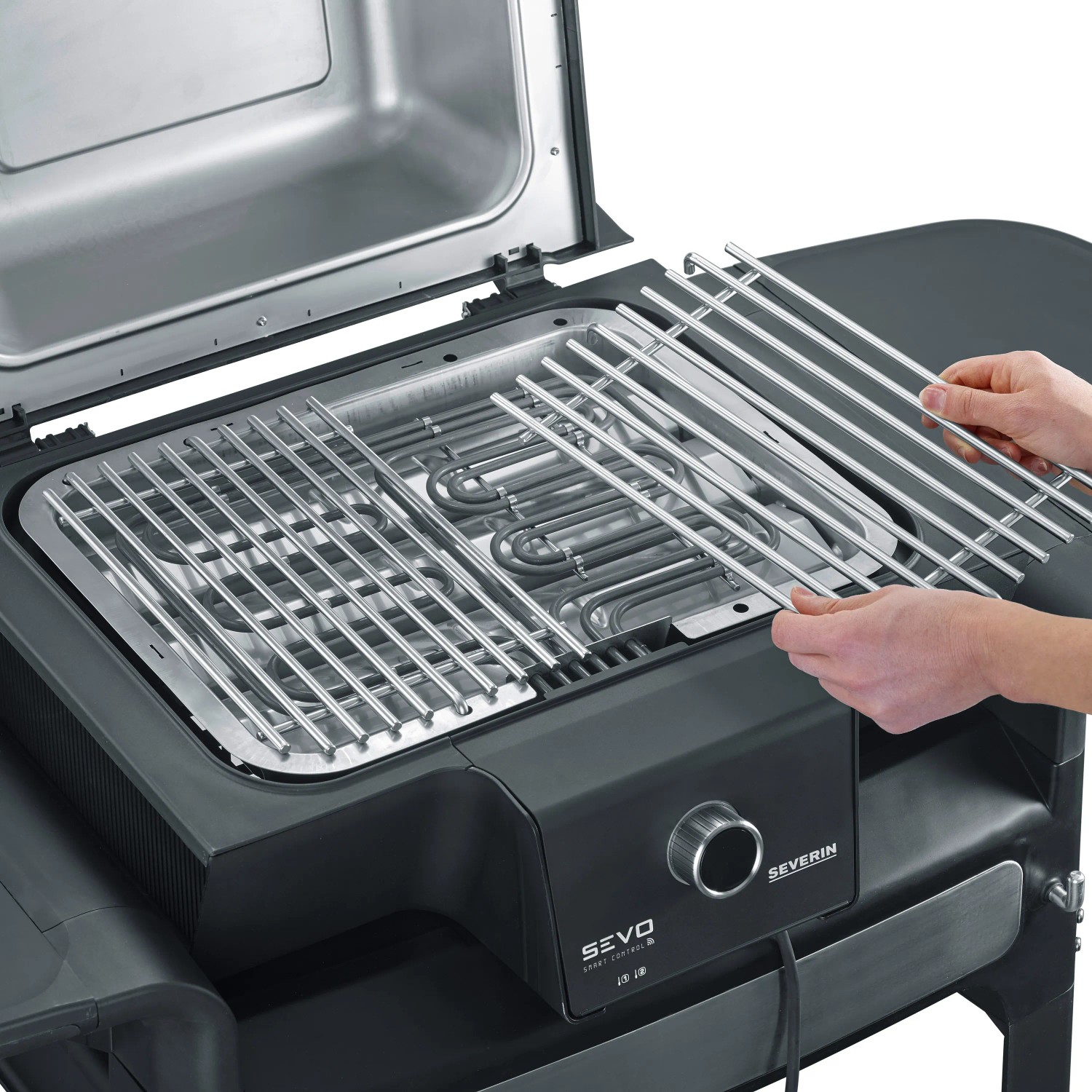 Severin Standgrill PG 8139 Sevo Smart Control GTS mit Grillrost und Heizelementen.