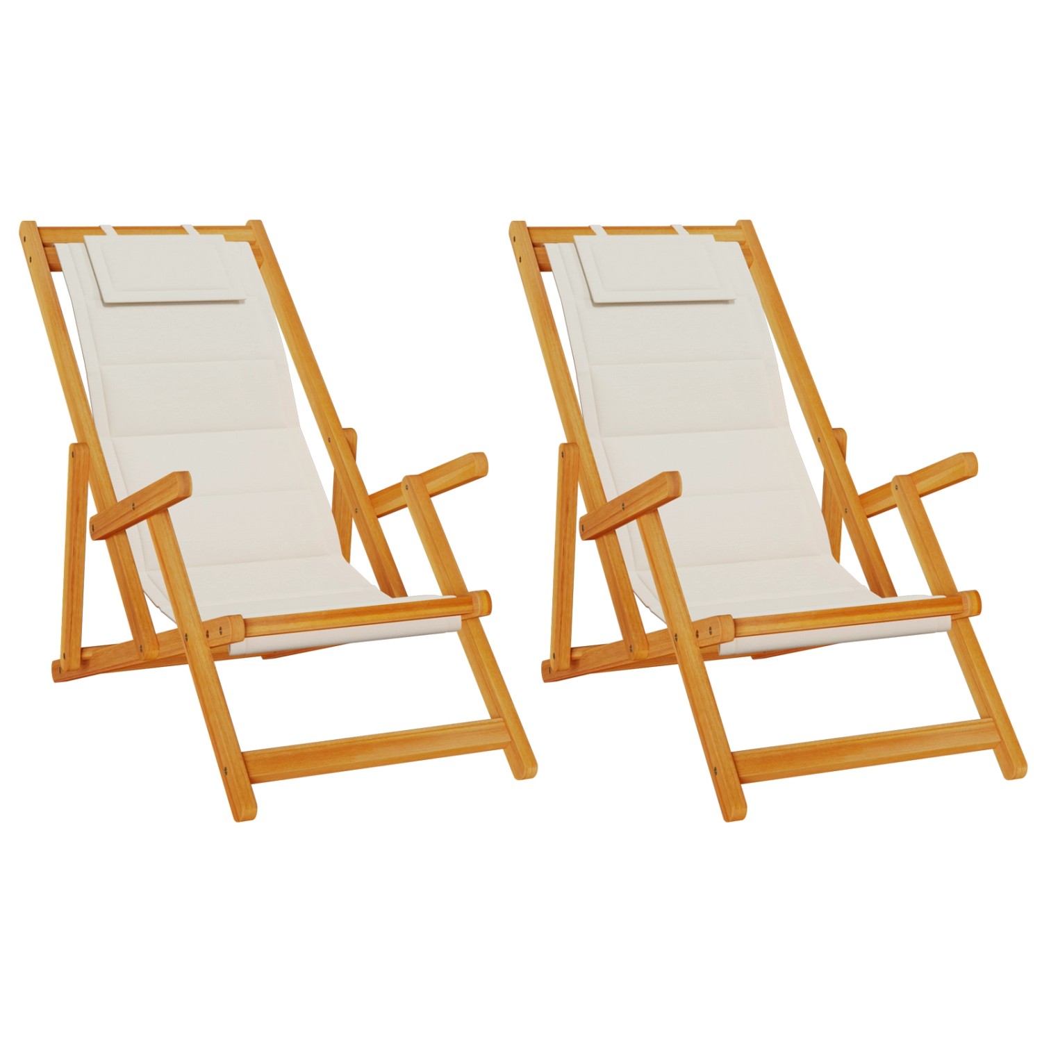 vidaXL Strandstühle 2 Stk Klappbar Hellgrau Akazienholz & Textilene 3325142 günstig online kaufen