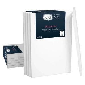 Artina Premium Keilrahmen 50x70cm, 10er Set, weiße Leinwände für Künstlerbedarf.