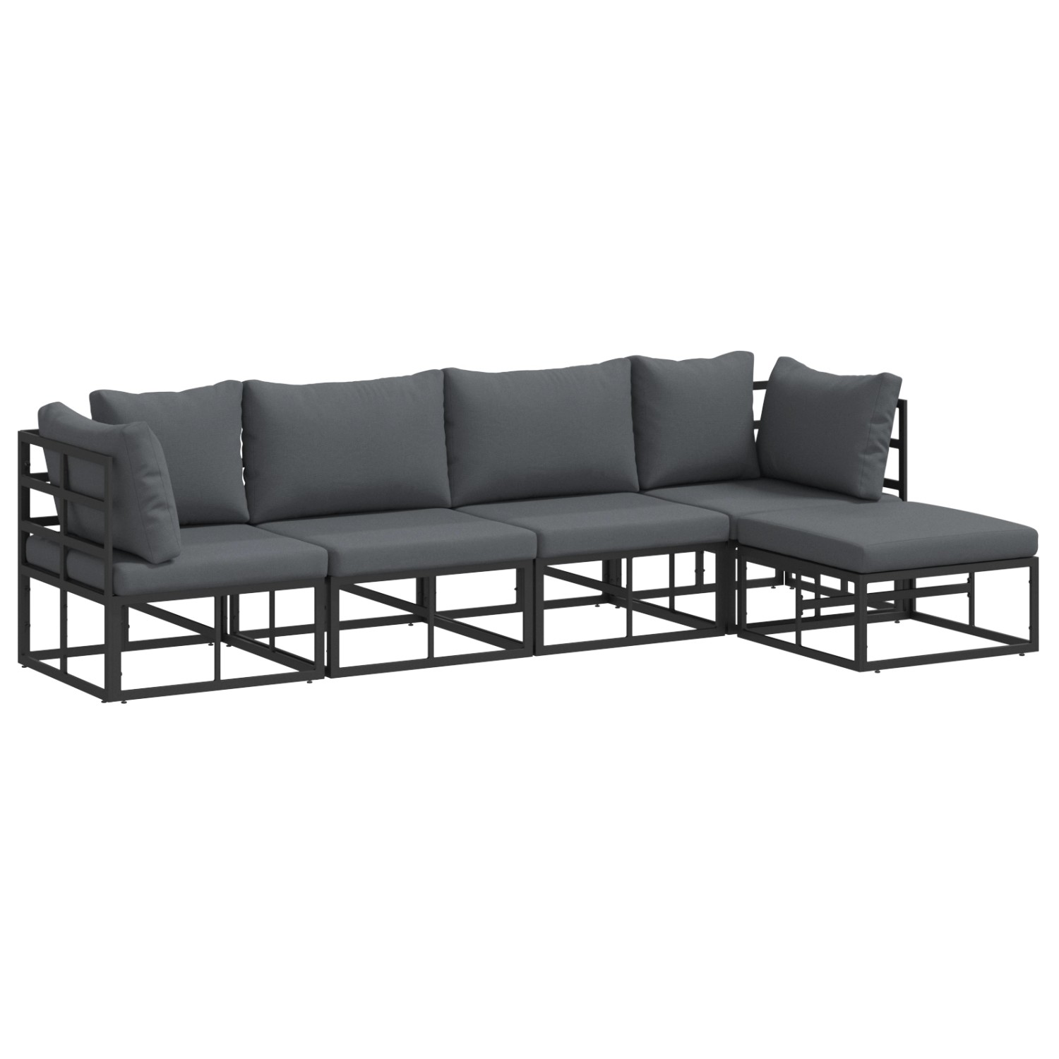 vidaXL Garten-Sofa-Set mit Kissen 5-Tlg Schwarz Aluminium 3378862 günstig online kaufen