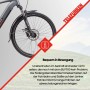 Detailaufnahme Vorderrad Telefunken SUV E-Bike 29 Zoll mit Federgabel und Scheibenbremse.