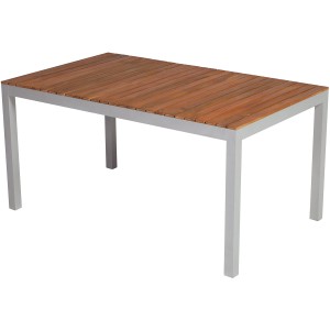 Merxx Gartentisch Silano, rechteckig, Akazienholzplatte, Aluminiumgestell, Teil des 7-teiligen Gartenmöbel-Sets.