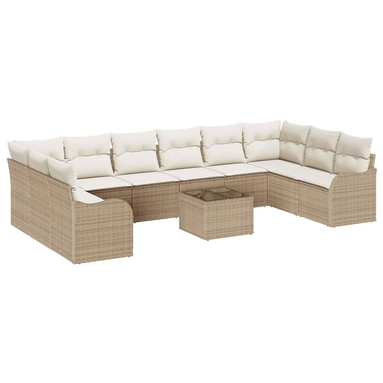 vidaXL Garten-Sofa-Set mit Kissen 11-Tlg Beige Poly Rattan 3345891 günstig online kaufen