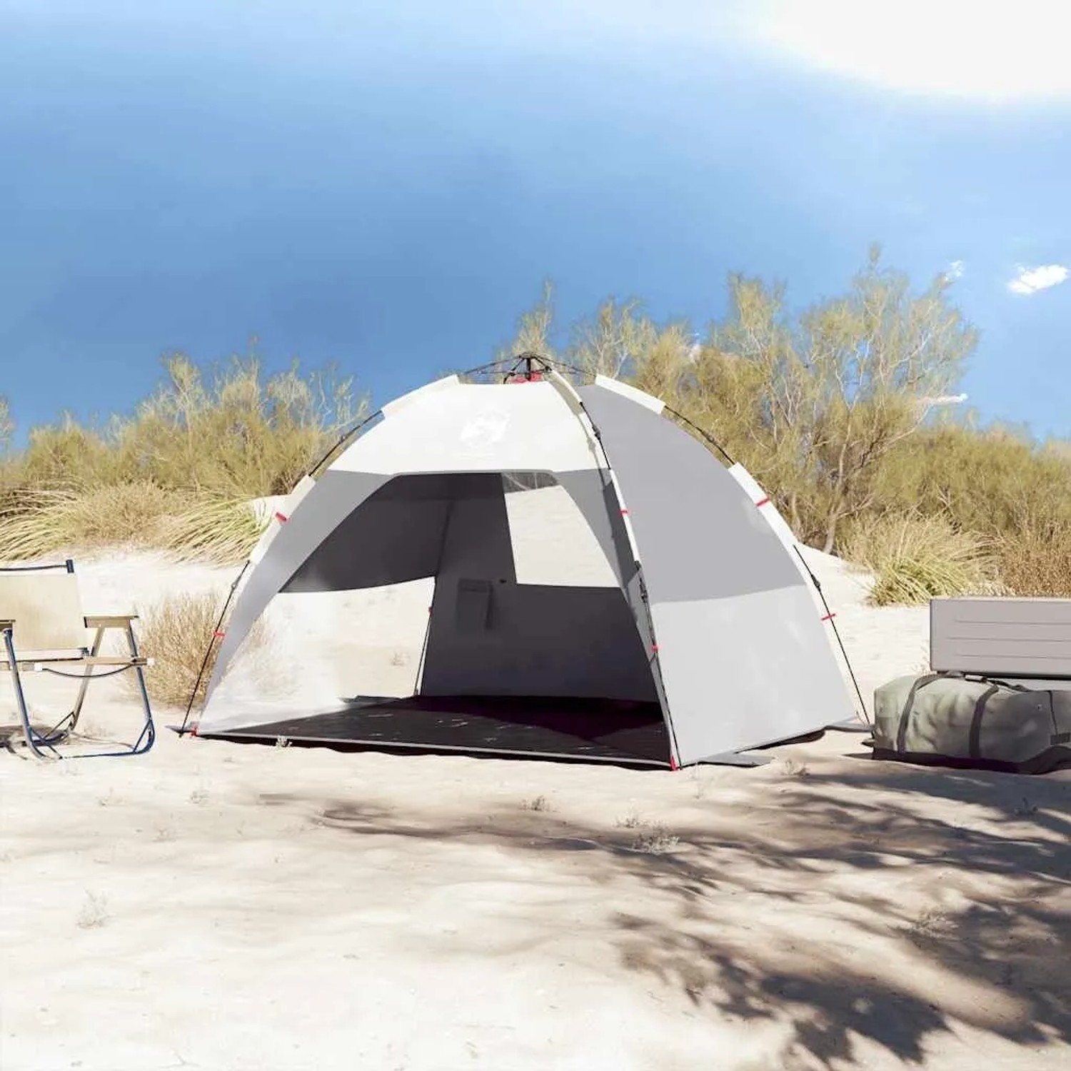 vidaXL Strandzelt 2 Personen Grau Quick Release Wasserdicht 4005301_4