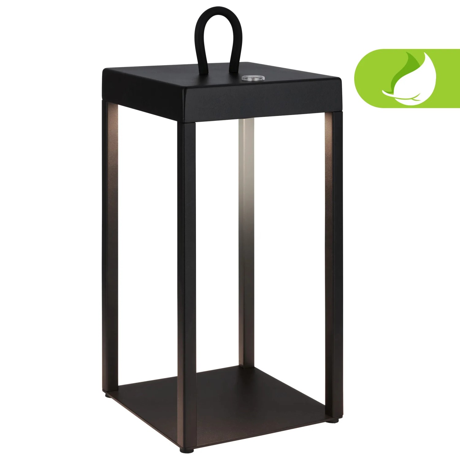 Schwarze, dimmbare Brilo LED Laterne Luca, spritzwassergeschützt, für Tisch oder Boden.