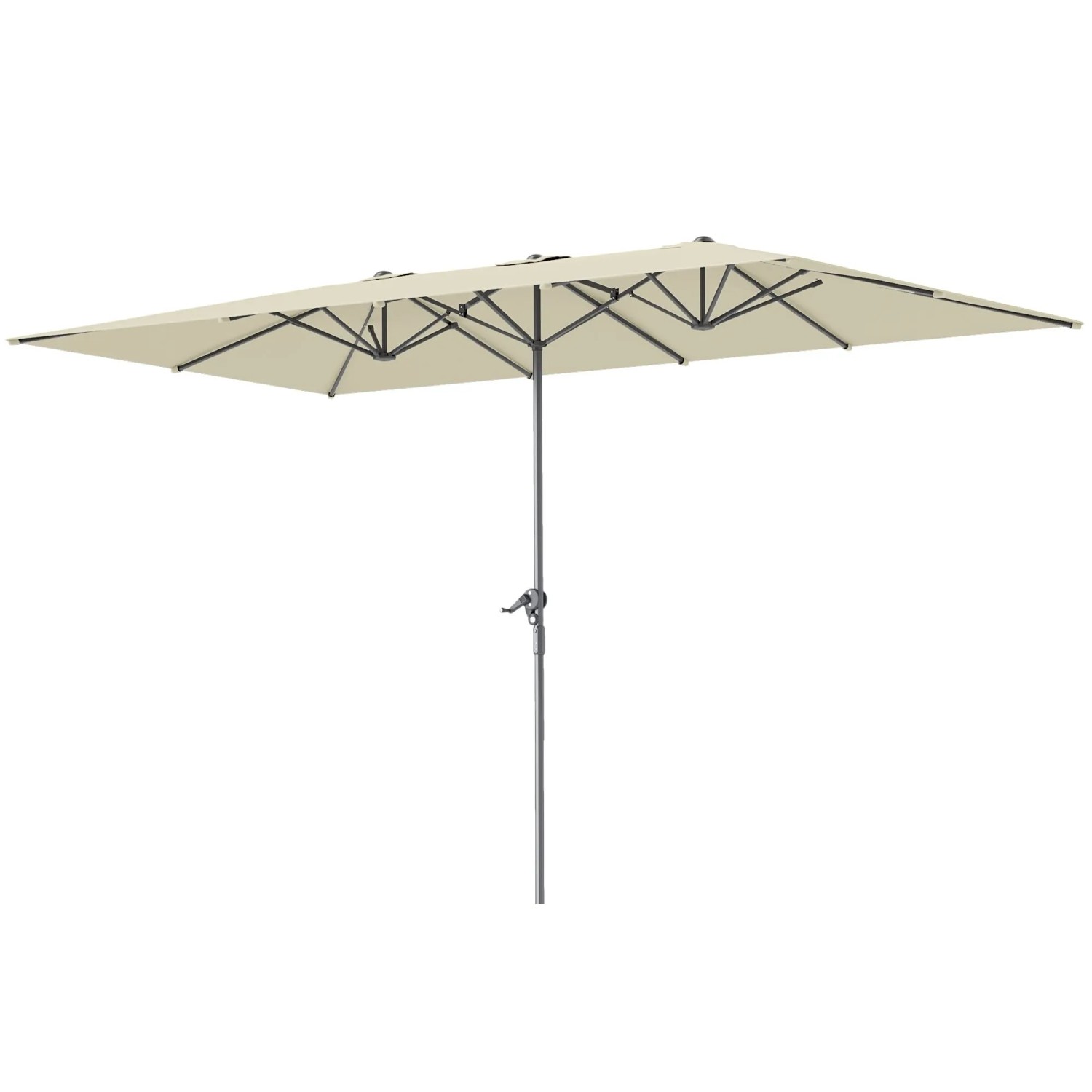 Furnicato Doppelseitiger Sonnenschirm 451x264 Cm Cremeweiß Mit Kurbelsystem