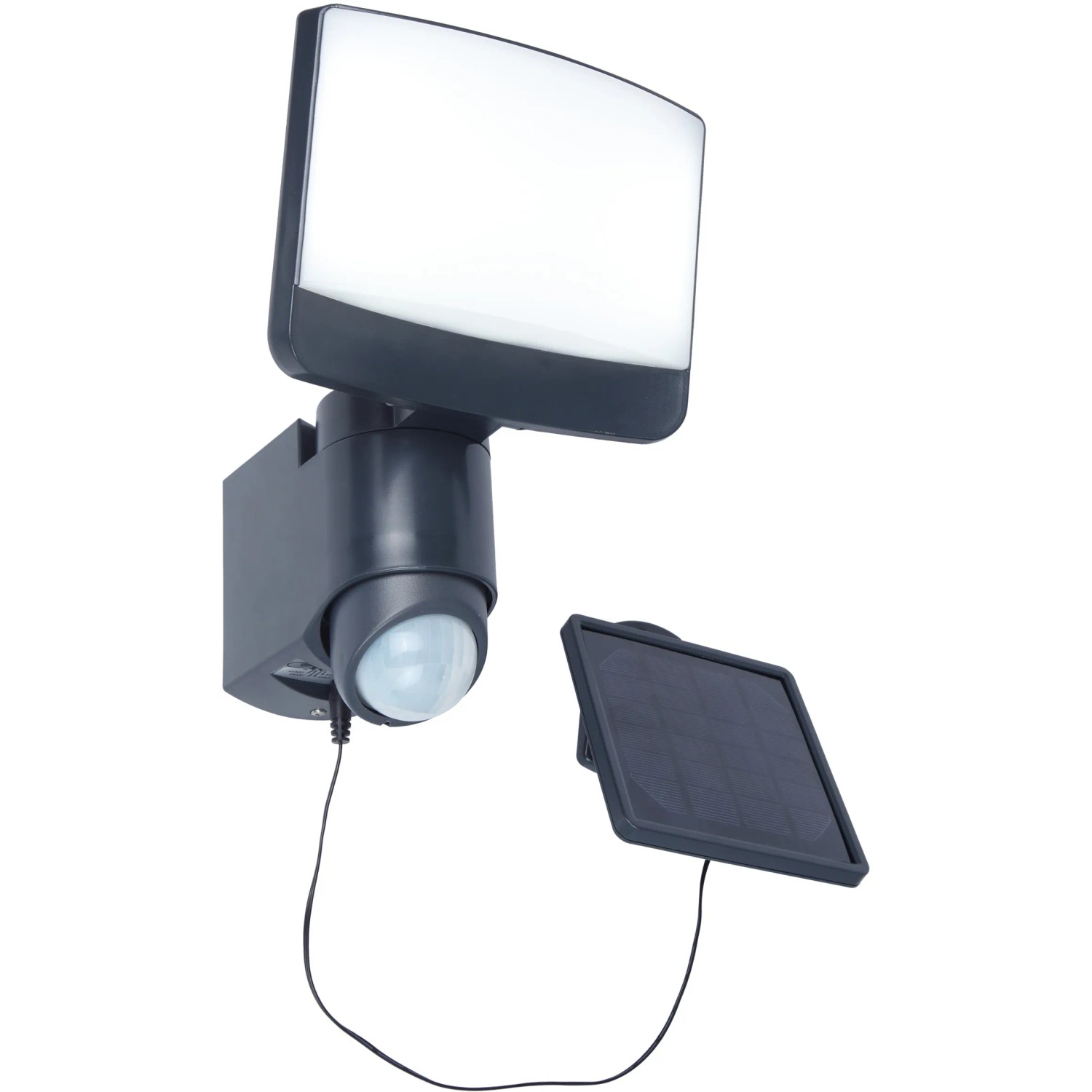 Lutec Solar LED-Strahler Sunshine mit Solarpanel und Bewegungsmelder.