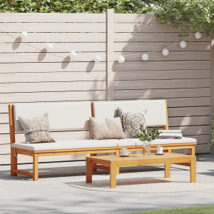 vidaXL Sonnenliege aus Akazienholz mit Tisch und Kissen im Garten.