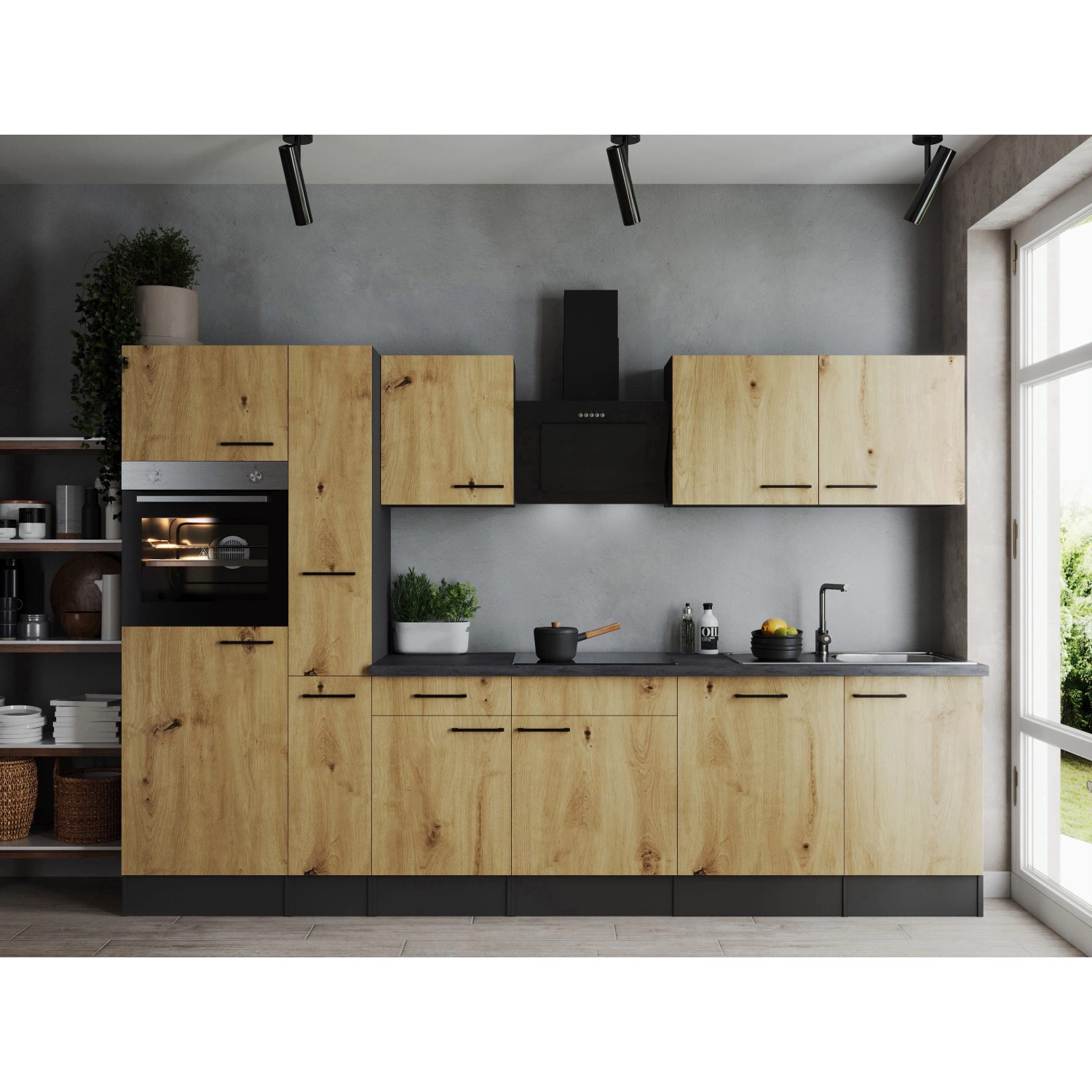 Respekta Küchenzeile Oliver 310 cm Artisan Eiche