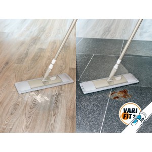 OBI Bodenwischer-Set Varifit mit Teleskopstiel reinigt Holz- & Fliesenböden von Staub & Flecken. Für Feucht- & Trockenreinigung.