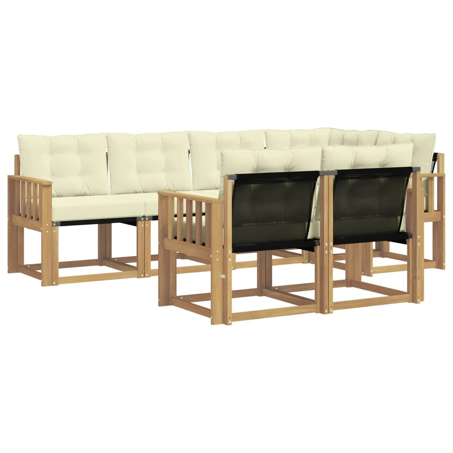 vidaXL Outdoor-Sofagarnitur mit Kissen 7-Tlg Weiß und Creme 3389568